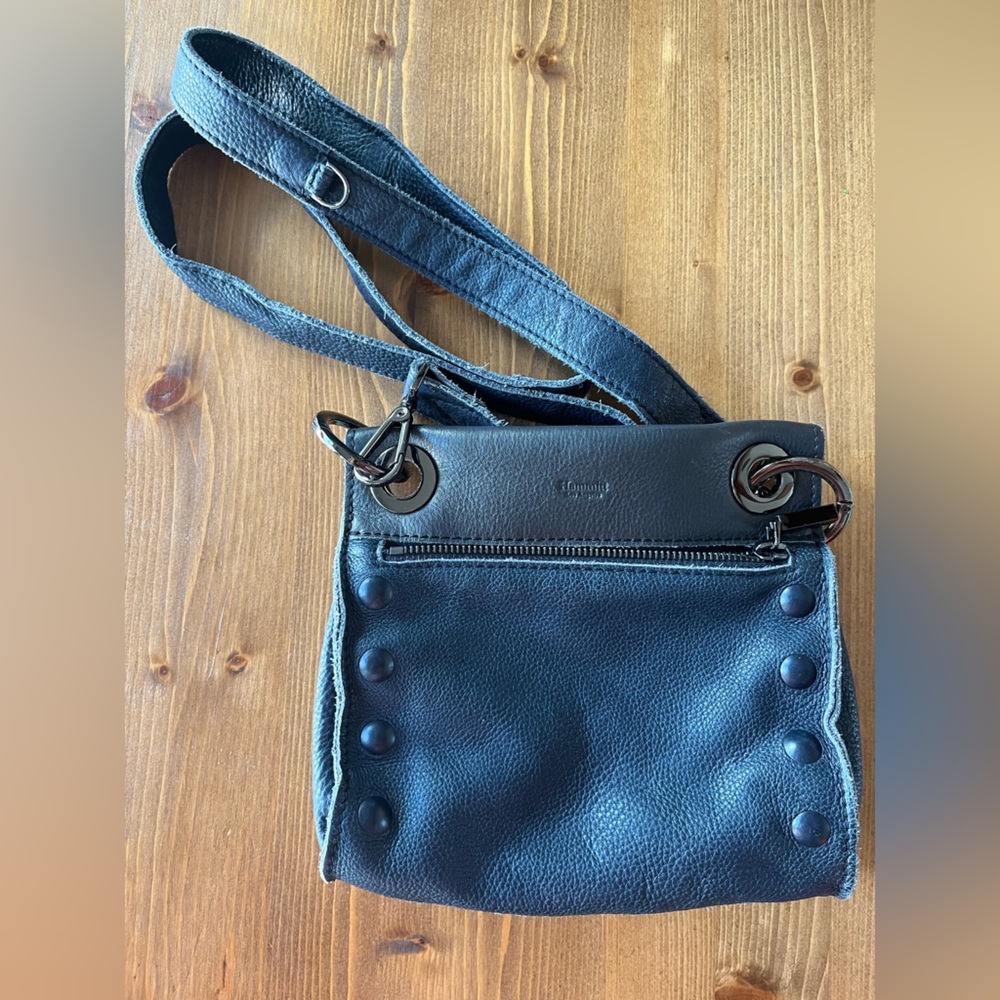 Hammitt Tony Black and Navy Blue Leather Crossbody Bag